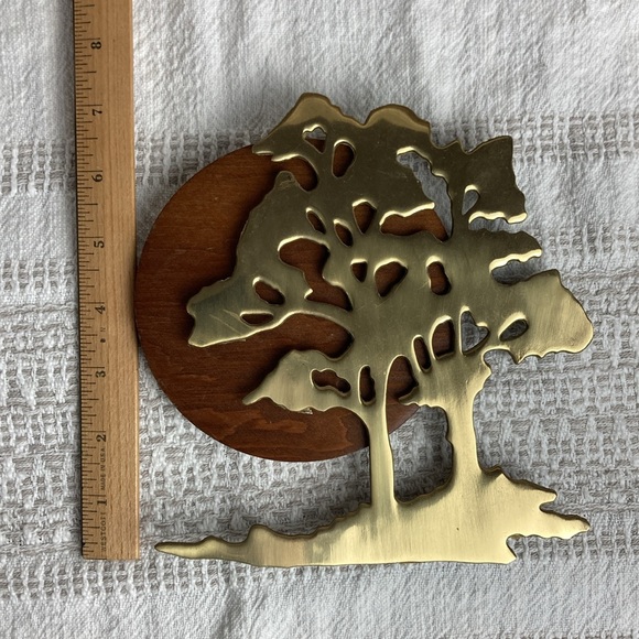 Solid Brass Bonsai Tree of Life and Wood Full Moon Wall Art - Picture 6 of 9